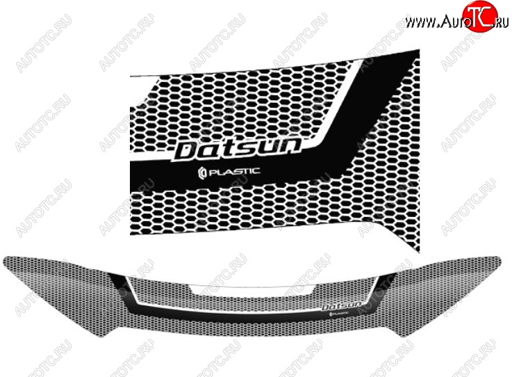 2 299 р. Дефлектор капота CA-Plastiс  Datsun on-DO (2014-2019) седан дорестайлинг (Серия Art серебро)  с доставкой в г. Краснодар