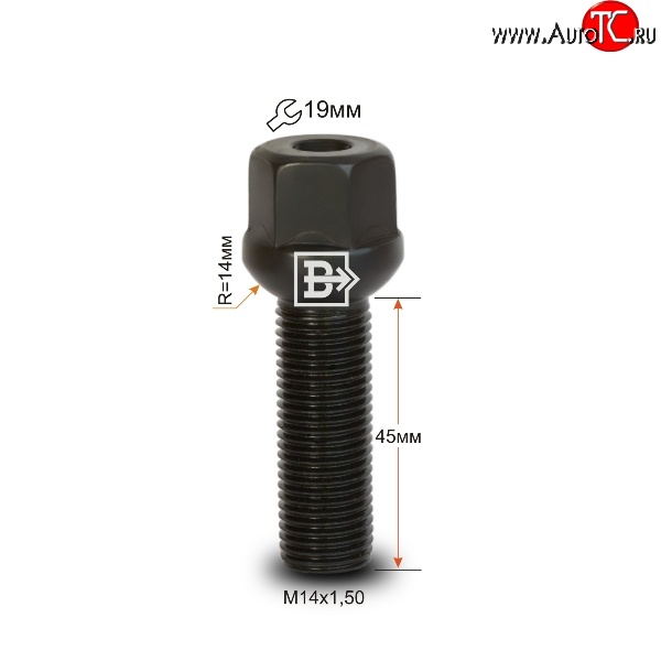 135 р. Колёсный болт длиной 45 мм Вектор M14 1.5 45 под гаечный ключ (пос.место: сфера)    с доставкой в г. Краснодар