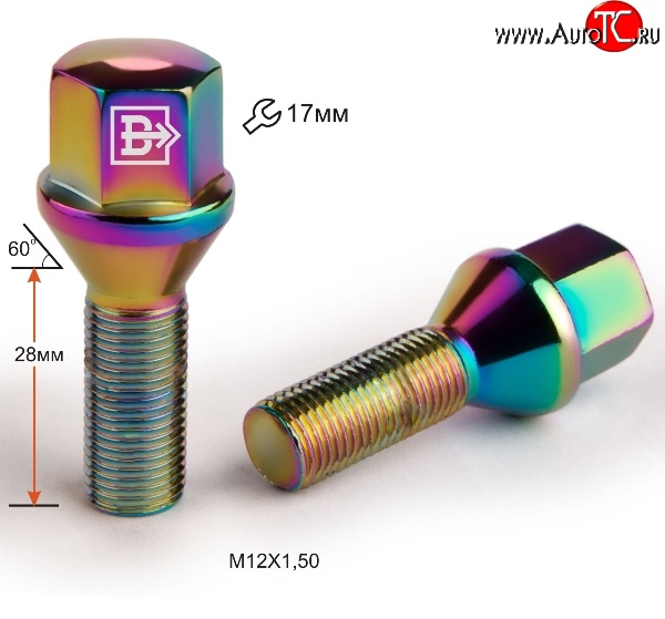 130 р. Колёсный болт длиной 28 мм Вектор M12 1.5 28 под гаечный ключ (пос.место: конус)    с доставкой в г. Краснодар