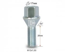 81 р. Колёсный болт длиной 26 мм Вектор M12 1.5 26 под гаечный ключ KIA ProCeed 3 CD универсал дорестайлинг (2018-2021). Увеличить фотографию 1