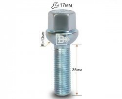 Колёсный болт длиной 35 мм Вектор M12 1.5 35 под гаечный ключ KIA Shuma (2001-2004) 