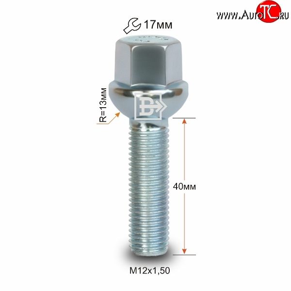 125 р. Колёсный болт длиной 40 мм Вектор M12 1.5 40 под гаечный ключ KIA ProCeed 3 CD универсал дорестайлинг (2018-2021)