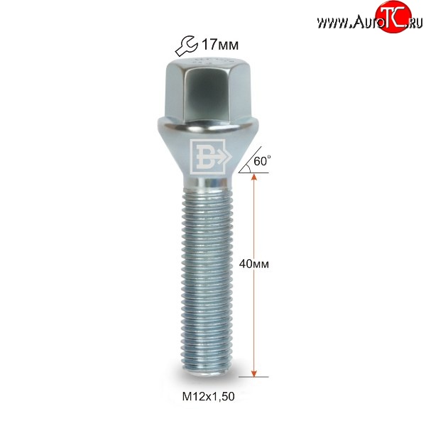 112 р. Колёсный болт длиной 40 мм Вектор M12 1.5 40 под гаечный ключ Dong Feng AX7 (2014-2017)