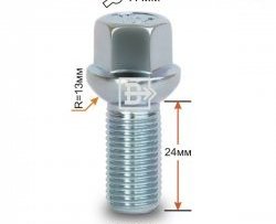 Колёсный болт длиной 24 мм Вектор (облегчённый) M14 1.5 24 под гаечный ключ Mercedes-Benz SLK class R172 (2011-2025) 