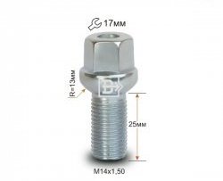 Колёсный болт длиной 25 мм Вектор M14 1.5 25 под гаечный ключ Mercedes-Benz SLK class R172 (2011-2025) 