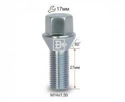 Колёсный болт длиной 27 мм Вектор M14 1.5 27 под гаечный ключ Audi 200 С3,44 седан рестайлинг (1988-1991) 