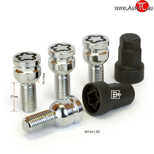 1 799 р. Колёсный болт длиной 27 мм Вектор M14 1.5 27 секретка (комплект) (пос. место: сфера)    с доставкой в г. Краснодар