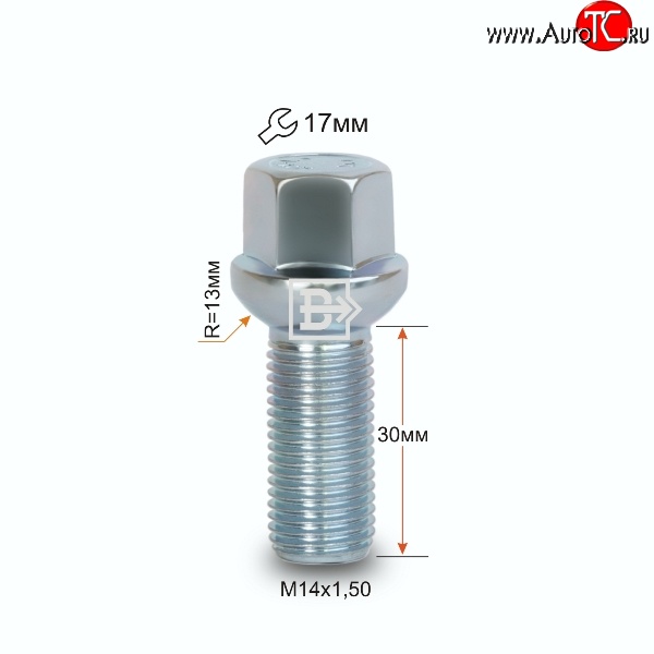 123 р. Колёсный болт длиной 30 мм Вектор M14 1.5 30 под гаечный ключ Audi A3 8V1 хэтчбэк 3 дв. дорестайлинг (2012-2016)