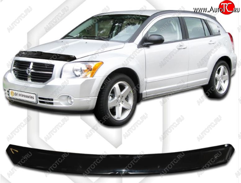 1 839 р. Дефлектор капота CA-Plastic  Dodge Caliber (2006-2012) (Classic черный, Без надписи)  с доставкой в г. Краснодар