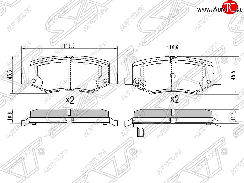 1 089 р. Колодки тормозные SAT (задние)  Dodge Nitro (2007-2011), Jeep Cherokee  KK (2007-2014), Jeep Wrangler  JK (2007-2018)  с доставкой в г. Краснодар