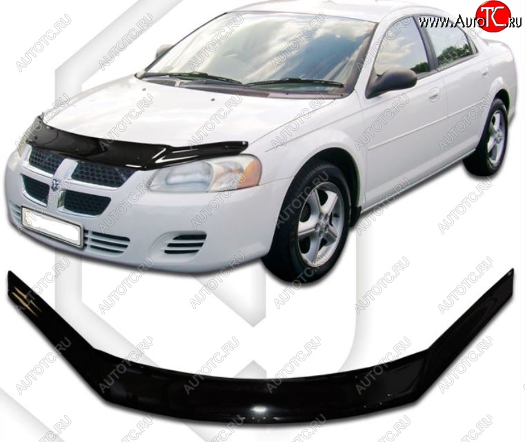 2 079 р. Дефлектор капота CA-Plastic  Dodge Stratus (2004-2006) (Classic черный, Без надписи)  с доставкой в г. Краснодар