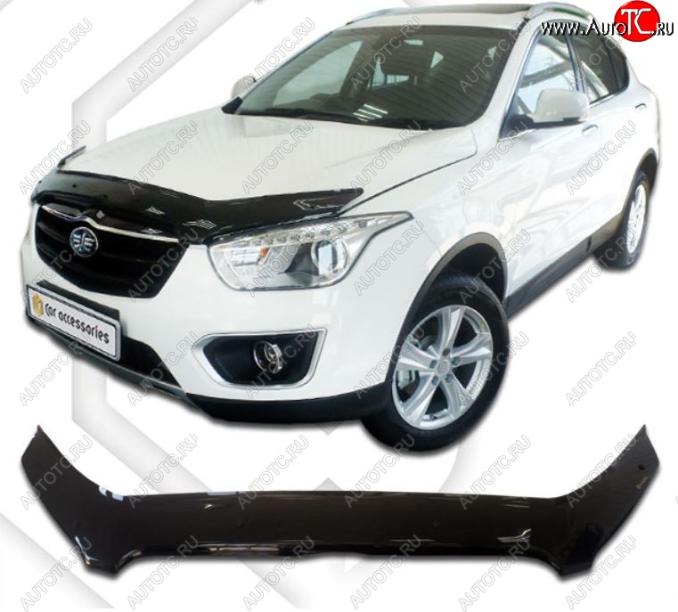 2 199 р. Дефлектор капота CA-Plastiс  FAW Besturn X80 (2014-2019) дорестайлинг (Classic черный, Без надписи)  с доставкой в г. Краснодар