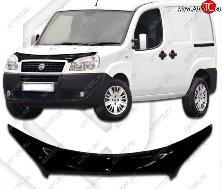 2 399 р. Дефлектор капота CA-Plastiс exclusive  Fiat Doblo  223 (2005-2016) рестайлинг (Classic черный, Без надписи)  с доставкой в г. Краснодар