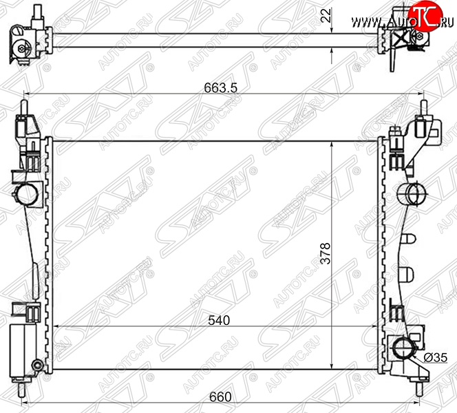 6 299 р. Радиатор двигателя SAT (пластинчатый, 1.0/1.2/1.4/1.6, МКПП/АКПП) Opel Corsa D   дорестайлинг, хэтчбэк 5 дв. (2006-2010)  с доставкой в г. Краснодар