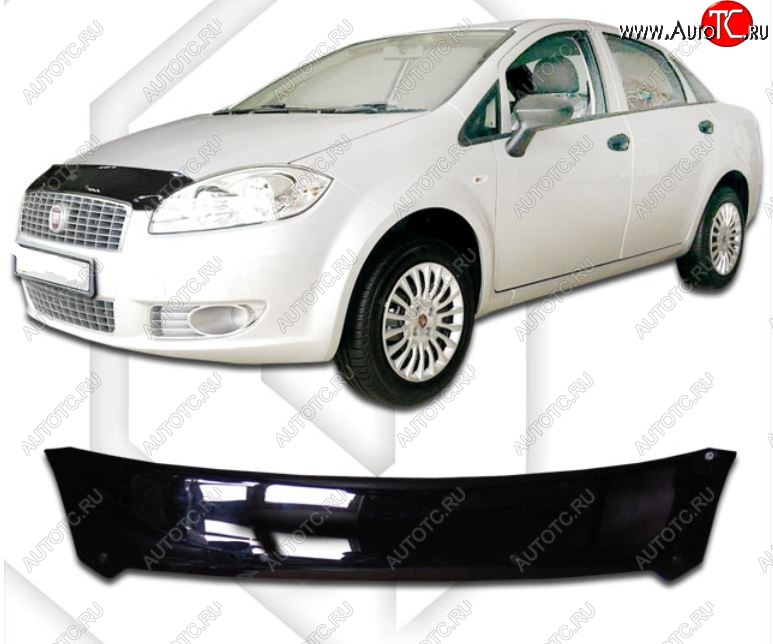 1 999 р. Дефлектор капота CA-Plastic  Fiat Linea (2007-2016) (Classic черный, Без надписи)  с доставкой в г. Краснодар