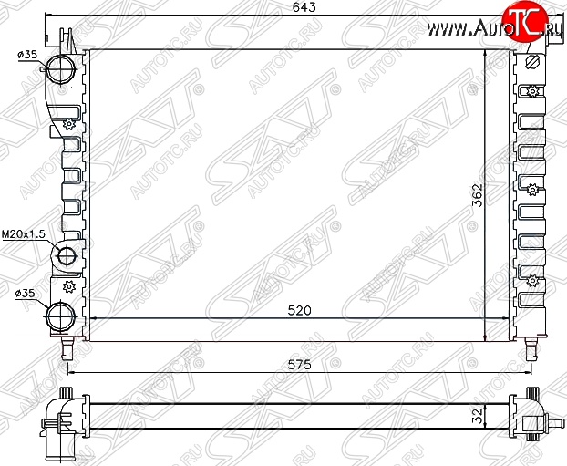 6 299 р. Радиатор двигателя SAT (пластинчатый, МКПП) Fiat Siena (1996-2016)  с доставкой в г. Краснодар