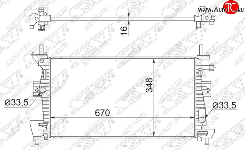 7 199 р. Радиатор двигателя SAT (пластинчатый, 1.6/1.8/2.0, МКПП/АКПП)  Ford C-max  Mk2 - Focus  3  с доставкой в г. Краснодар