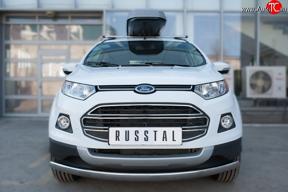 15 649 р. Защита переднего бампера (Ø75х42 мм, нержавейка) Russtal Ford EcoSport дорестайлинг (2013-2019)  с доставкой в г. Краснодар