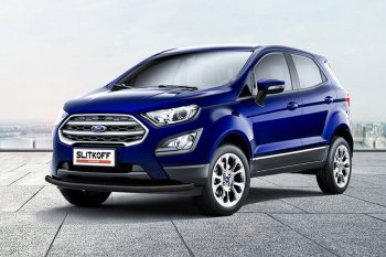 12 649 р. Защита заднего бампера Slitkoff (d57 мм)  Ford EcoSport  B515 (2017-2019) рестайлинг (Нержавейка, Полированная)  с доставкой в г. Краснодар. Увеличить фотографию 2