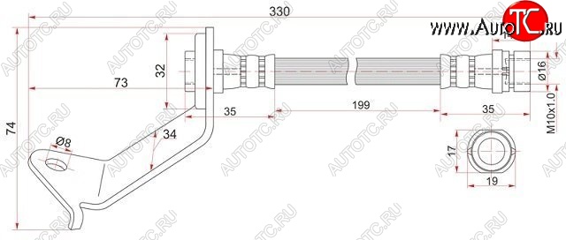 1 379 р. Тормозной шланг SAT (задний, правый)  Ford Escape ( 1,  2) (2000-2012), Ford Maverick  TM1 (2000-2007), Mazda Tribute (2000-2007)  с доставкой в г. Краснодар