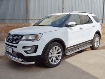 22 949 р. Защита переднего бампера (2 трубыØ63 и 75х42 мм, нержавейка) Russtal Ford Explorer U502 1-ый рестайлинг, 5 дв. (2015-2018)  с доставкой в г. Краснодар. Увеличить фотографию 3