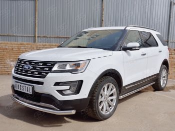 17 699 р. Защита переднего бампера (Ø63 секции, нержавейка) SLITKOFF  Ford Explorer  U502 (2015-2019) 1-ый рестайлинг, 5 дв., 2-ой рестайлинг, 5 дв.  с доставкой в г. Краснодар. Увеличить фотографию 2