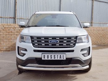 17 699 р. Защита переднего бампера (Ø63 секции, нержавейка) SLITKOFF  Ford Explorer  U502 (2015-2019) 1-ый рестайлинг, 5 дв., 2-ой рестайлинг, 5 дв.  с доставкой в г. Краснодар. Увеличить фотографию 3