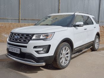 18 799 р. Одинарная защита переднего бампера диаметром 76 мм  Ford Explorer  U502 (2015-2019) 1-ый рестайлинг, 5 дв., 2-ой рестайлинг, 5 дв.  с доставкой в г. Краснодар. Увеличить фотографию 2