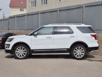 21 999 р. Защита порогов из круглой трубы d63 мм SLITKOFF v3 Ford Explorer U502 2-ой рестайлинг, 5 дв. (2017-2019)  с доставкой в г. Краснодар. Увеличить фотографию 2