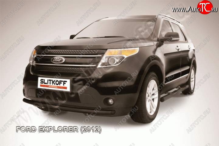 10 499 р. Защита переднего бампера d57 Slitkoff  Ford Explorer  U502 (2010-2016) дорестайлинг (Цвет: серебристый)  с доставкой в г. Краснодар