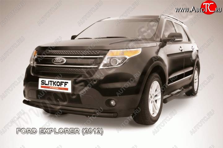 12 999 р. Защита переднего бампера d57/d57 Slitkoff Ford Explorer U502 дорестайлинг (2010-2016) (Цвет: серебристый)  с доставкой в г. Краснодар