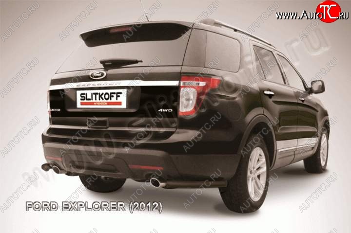 7 749 р. Защита заднего бампера из уголков d57 Slitkoff  Ford Explorer  U502 (2010-2016) дорестайлинг (Цвет: серебристый)  с доставкой в г. Краснодар