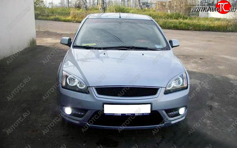 569 р. Реснички на фары KURAJ (узкие)  Ford Focus  2 (2004-2008)  седан дорестайлинг, универсал дорестайлинг, хэтчбэк 3 дв. дорестайлинг, хэтчбэк 5 дв. дорестайлинг (Неокрашенные)  с доставкой в г. Краснодар