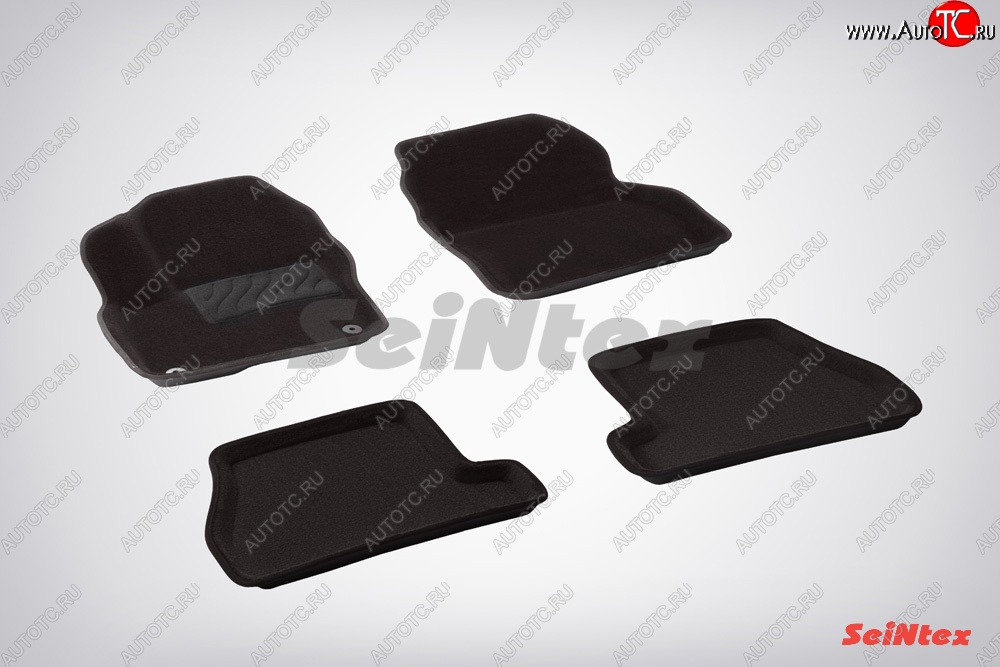 4 799 р. Коврики в салон (АКПП) SeiNtex Premium 3D 4 шт. (ворсовые, черные)  Ford Focus  3 (2010-2019) универсал дорестайлинг, хэтчбэк дорестайлинг, седан дорестайлинг, седан рестайлинг, универсал рестайлинг, хэтчбэк рестайлинг  с доставкой в г. Краснодар