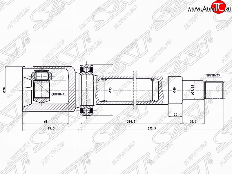 4 899 р. Шрус SAT (внутренний, 21*23*40 мм) Ford Fusion 1 хэтчбэк дорестайлинг (2002-2005)  с доставкой в г. Краснодар