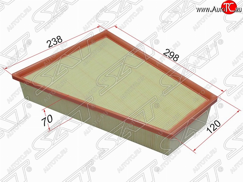 519 р. Фильтр воздушный двигателя SAT (298/120х238х70 mm)  Ford Galaxy  2 (2006-2015), Ford Mondeo (2007-2014), Volvo S80 ( AS60 седан,  AS40,AS70, AS90) (2006-2016), Volvo V70 (2008-2016)  с доставкой в г. Краснодар