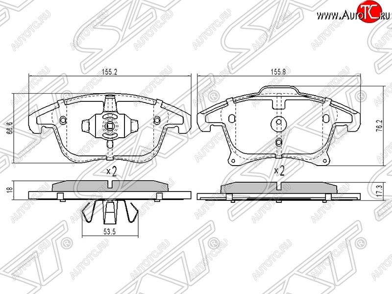 1 669 р. Колодки тормозные SAT (передние)  Ford Mondeo ( MK5 CD391,  MK5,CD391) (2014-2024) дорестайлинг седан, дорестайлинг универсал, рестайлинг универсал, рестайлинг, седан  с доставкой в г. Краснодар