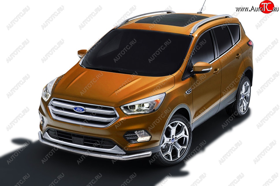 9 999 р. Защита заднего бампера Slitkoff (d57)  Ford Kuga  2 (2016-2019) рестайлинг (Нержавейка, Полированная)  с доставкой в г. Краснодар