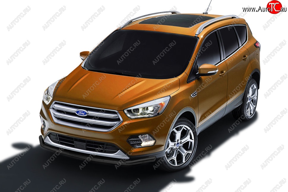 6 899 р. Защита заднего бампера Slitkoff (d57)  Ford Kuga  2 (2016-2019) рестайлинг (Сталь с полимерным покрытием. Цвет: чёрный)  с доставкой в г. Краснодар