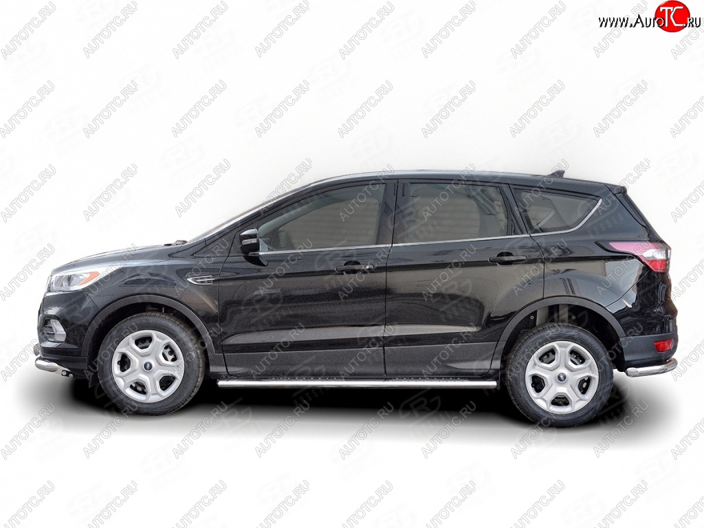 27 699 р. Порожки для ног (труба Ø120х60, овал с проступью) Russtal Ford Kuga 2 рестайлинг (2016-2019)  с доставкой в г. Краснодар