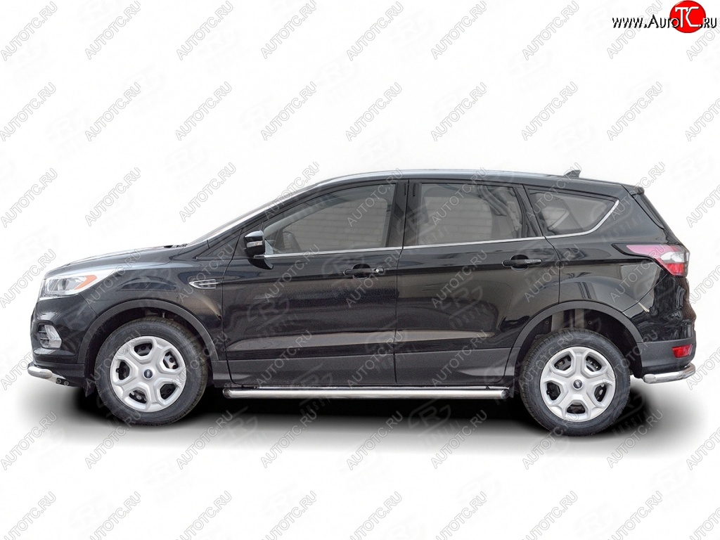 21 999 р. Защита порогов из круглой трубы диаметром 63 мм SLITKOFF  Ford Kuga  2 (2016-2019) рестайлинг  с доставкой в г. Краснодар