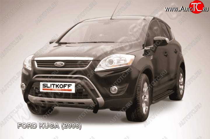 17 549 р. Кенгурятник d57 Slitkoff (низкий)  Ford Kuga  1 (2008-2013) (Цвет: серебристый)  с доставкой в г. Краснодар