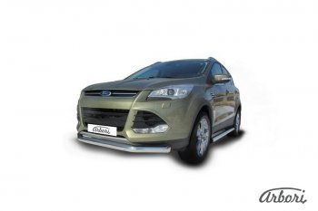 13 319 р. Защита переднего бампера Arbori (нержавейка, 1 труба d76 mm) Ford Kuga 2 дорестайлинг (2013-2016)  с доставкой в г. Краснодар. Увеличить фотографию 2