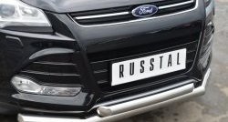 20 999 р. Защита переднего бампера (2 трубыØ76 и 63 мм, нержавейка) SLITKOFF Ford Kuga 2 дорестайлинг (2013-2016)  с доставкой в г. Краснодар. Увеличить фотографию 2