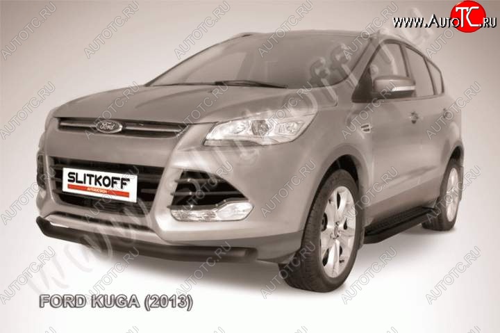 10 499 р. Защита переднего бампера Slitkoff (труба d76) Ford Kuga 2 дорестайлинг (2013-2016) (Цвет: серебристый)  с доставкой в г. Краснодар