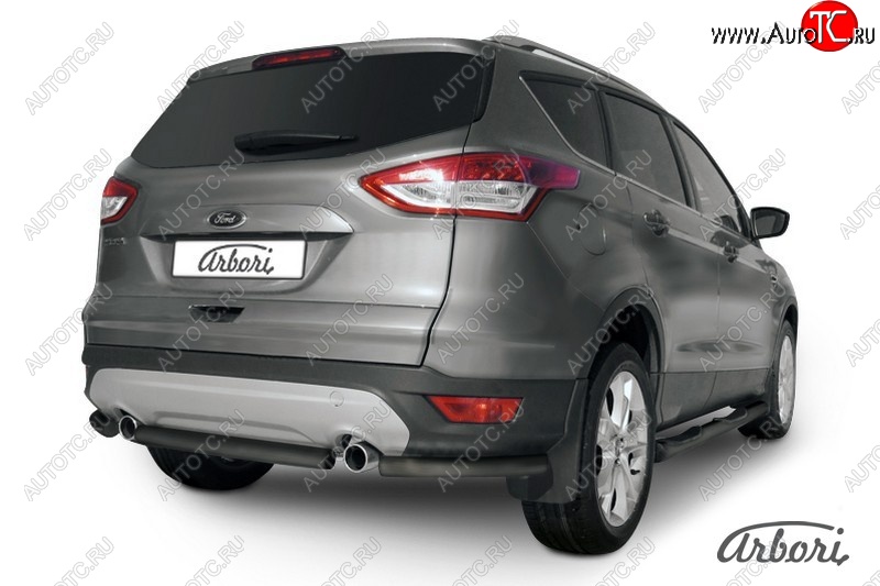 5 399 р. Защита заднего бампера Arbori (черная, 1 труба d57 mm). Ford Kuga 2 дорестайлинг (2013-2016)  с доставкой в г. Краснодар