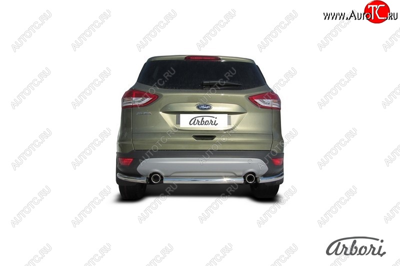 6 389 р. Защита заднего бампера Arbori (нержавейка, 1 труба d57 mm). Ford Kuga 2 дорестайлинг (2013-2016)  с доставкой в г. Краснодар