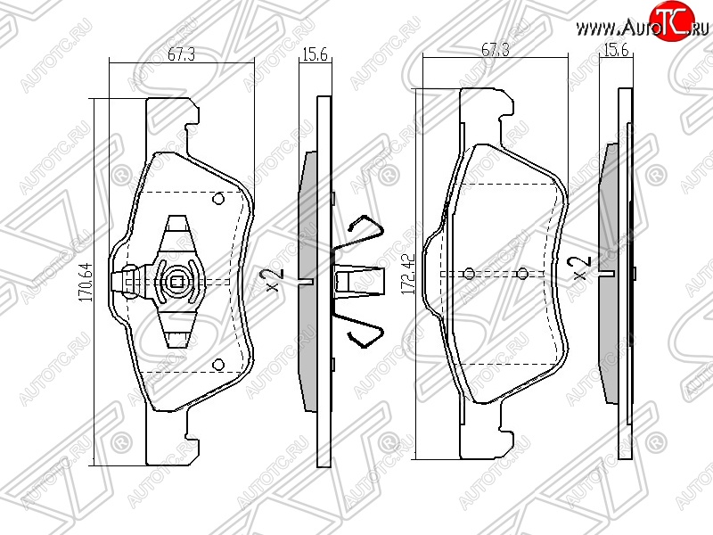 1 689 р. Колодки тормозные SAT (передние)  Ford Maverick  TM1 (2000-2007), Mazda Tribute (2000-2007)  с доставкой в г. Краснодар