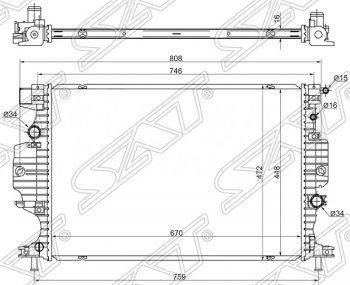 8 649 р. Радиатор двигателя SAT (пластинчатый, 1,5T/2,0T, МКПП/АКПП) Ford S-Max CJ (2014-2019)  с доставкой в г. Краснодар. Увеличить фотографию 1