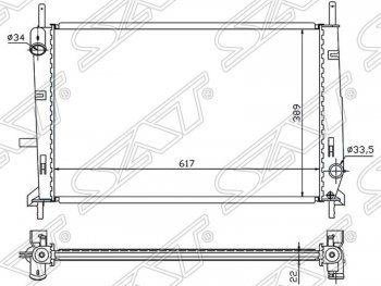 Радиатор двигателя SAT (пластинчатый, 1.6/1.8/2.0, МКПП) Ford (Форд) Mondeo (Мондео) (1992-2000) Mk1,BNP универсал, Mk1,GBP седан, Mk2,BFP  седан, Mk2,BNP универсал